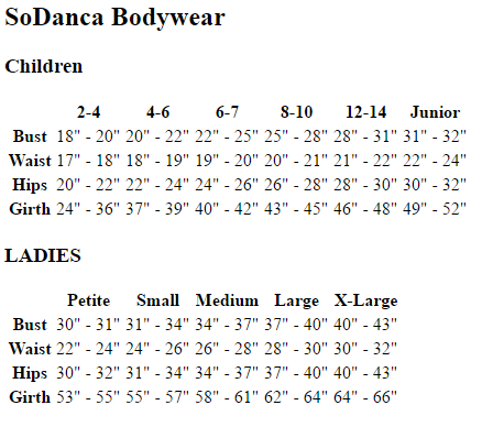 Juniors So Size Chart